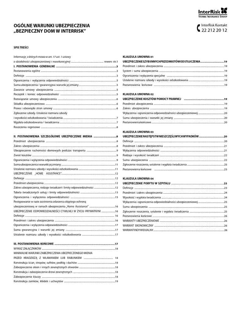 OWU Bezpieczny Dom | PDF