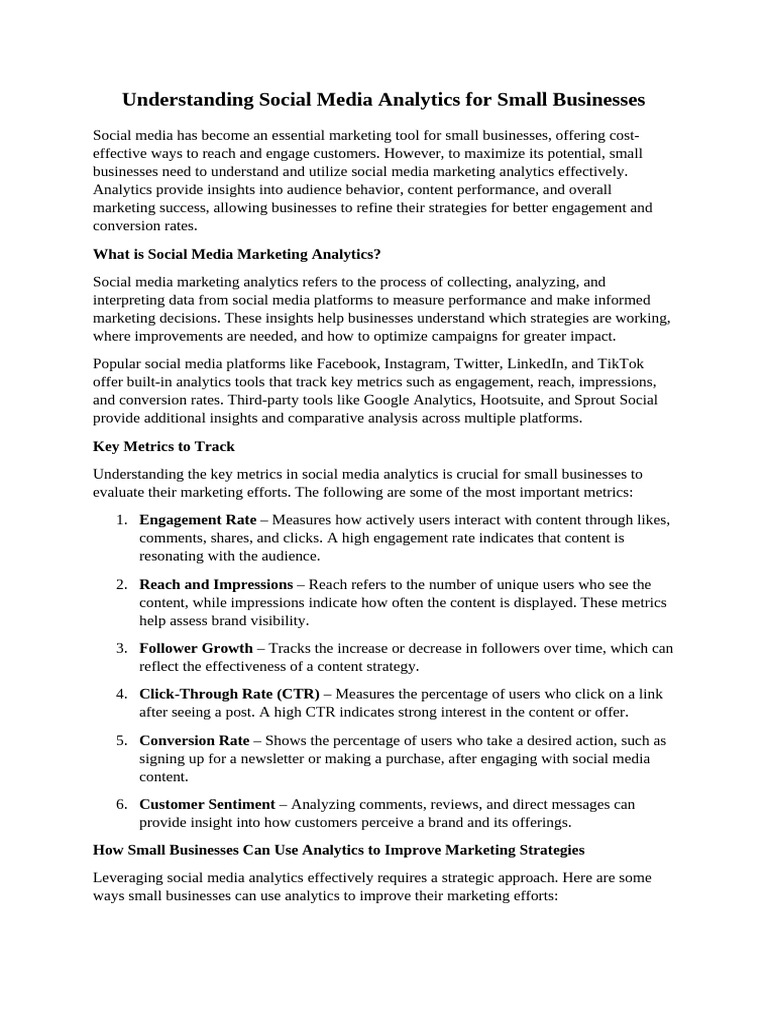 Social Media Analytics for Small Businesses | PDF | Analytics | Popular ...