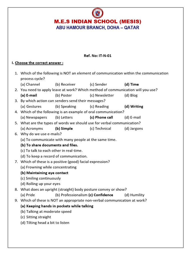 Communication Skills 1 Pdf Communication Nonverbal Communication