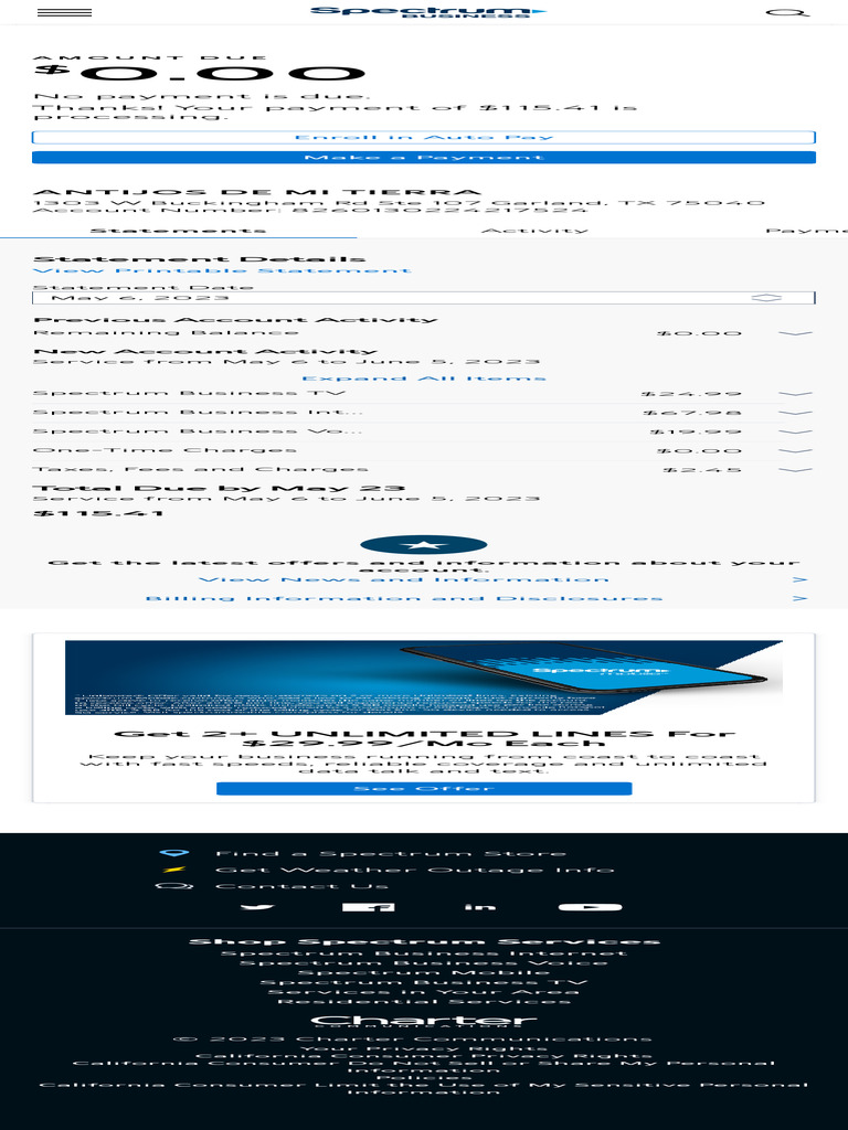 Spectrumbusiness home page pdf