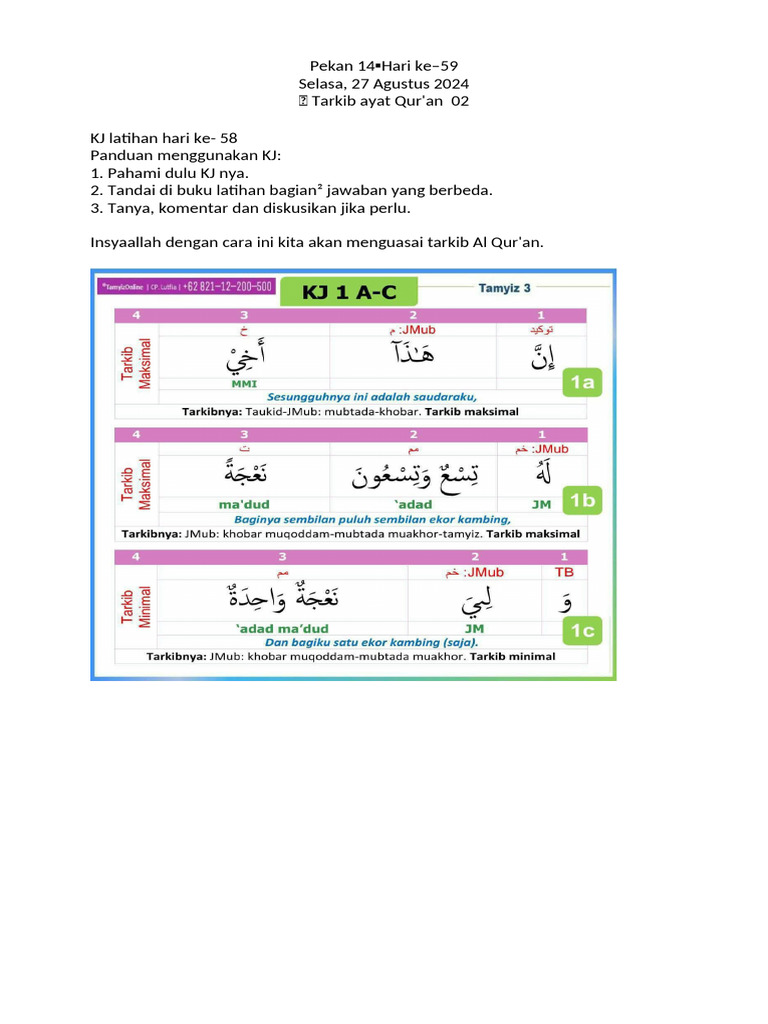 24-8-27 Hari Ke-59 Tarkib Ayat Quran 2 | PDF