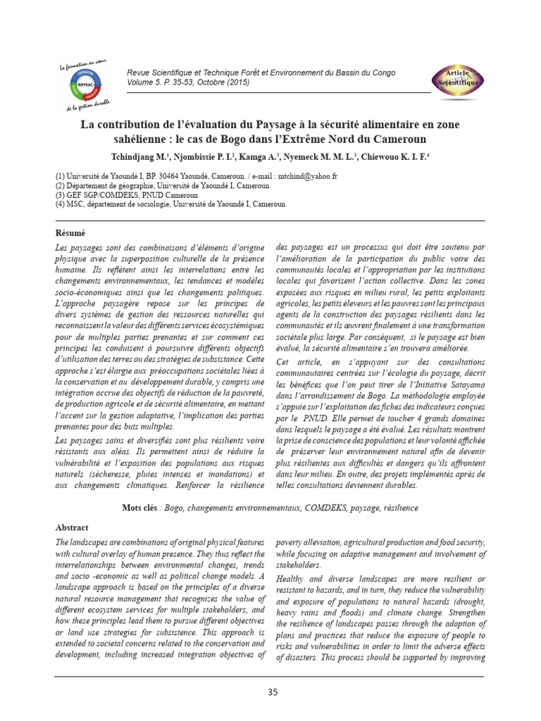 Évaluation des paysages au Cameroun | PDF | Paysage | Biodiversité