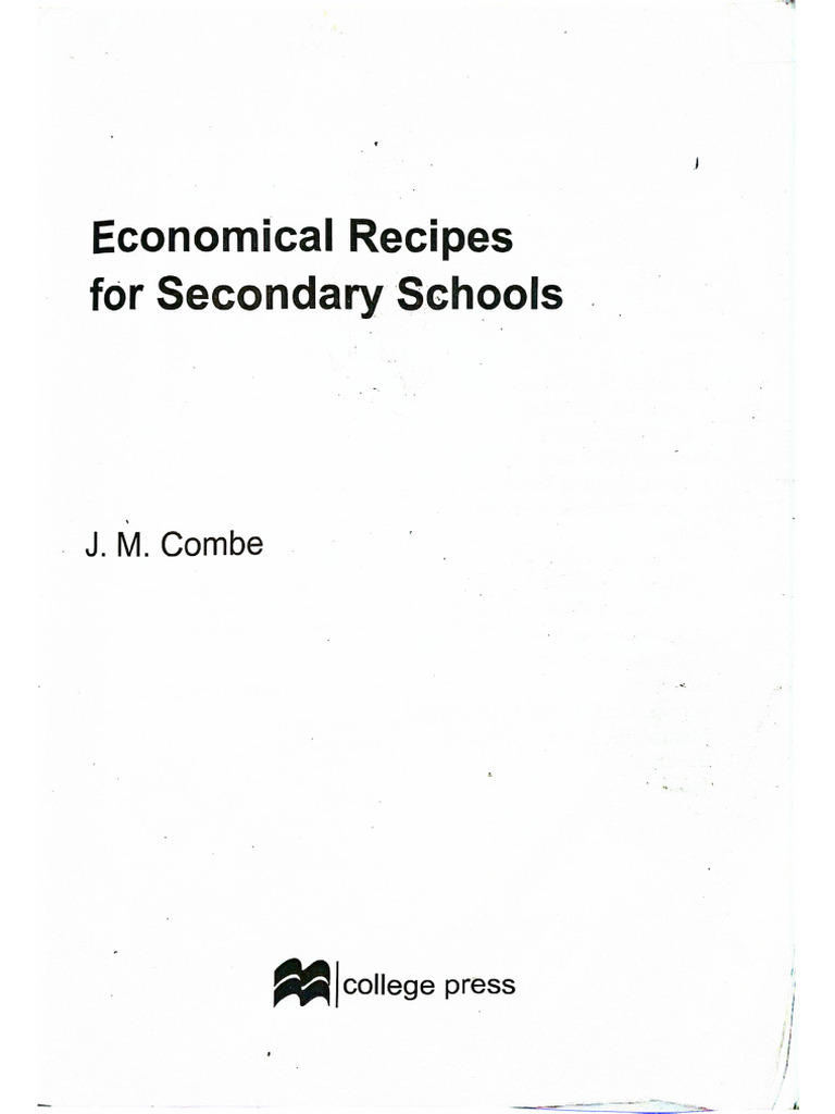 Economical Recipes For Secondary Schools PDF