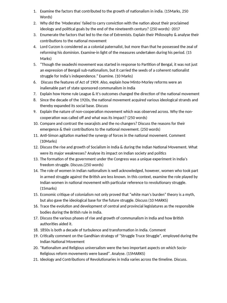Key Factors in India's National Movement | PDF | Nationalism | Indian ...