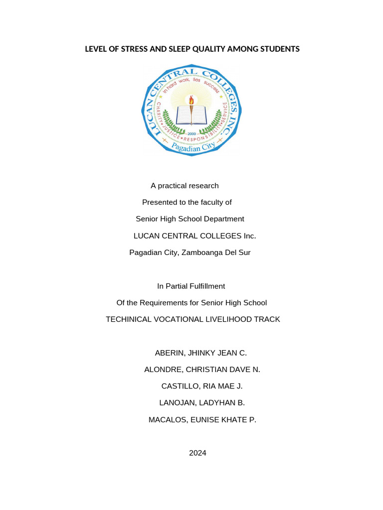 Level of Stress and Sleep Quality Among Students 02-18-2024 | PDF ...