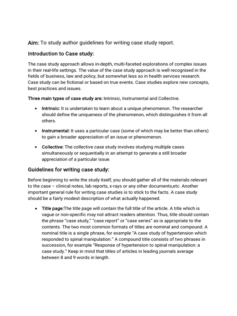 Case Study Report Writing Guidelines | PDF | Abstract (Summary ...