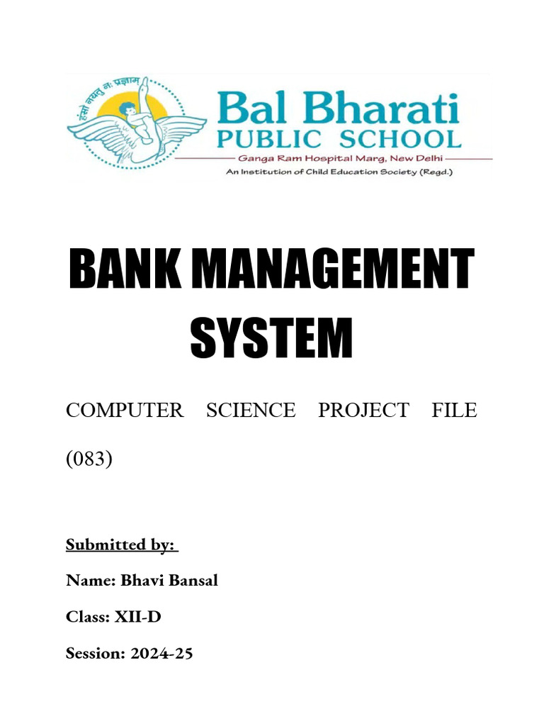Bank Management System Project Report | PDF | Databases | Passbook
