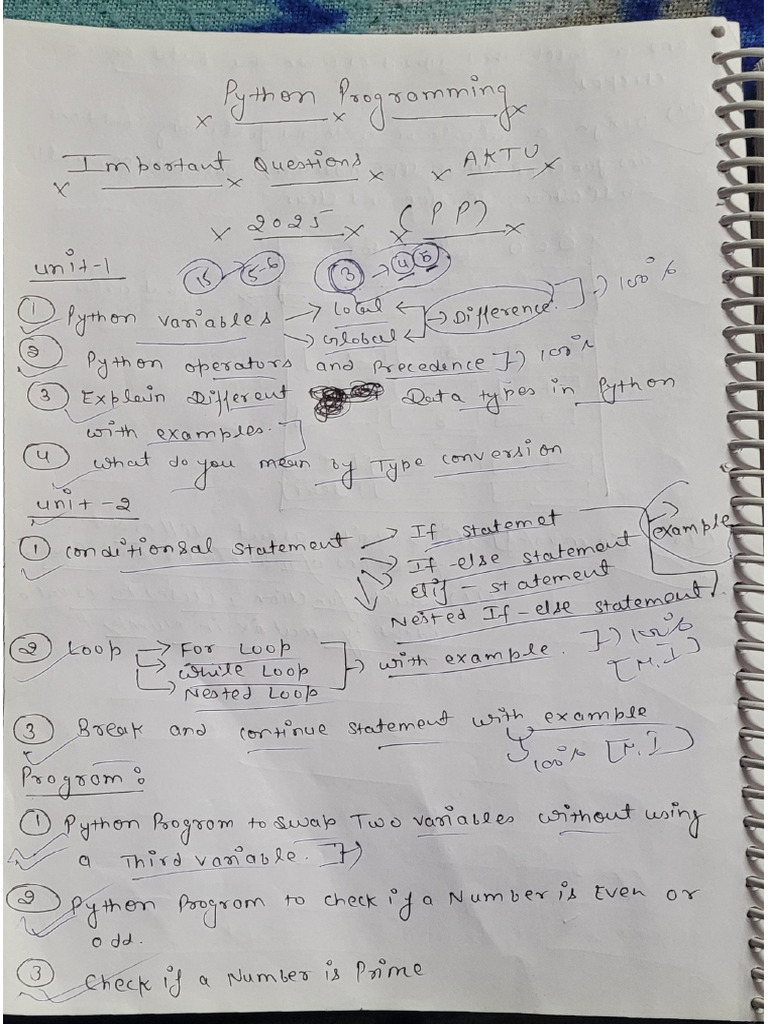 Python Programming 2025 Important Questions | PDF