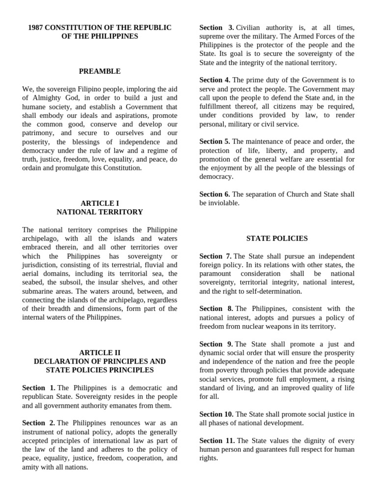 1987 Philippine Constitution Overview | PDF | Criminal Law | Government