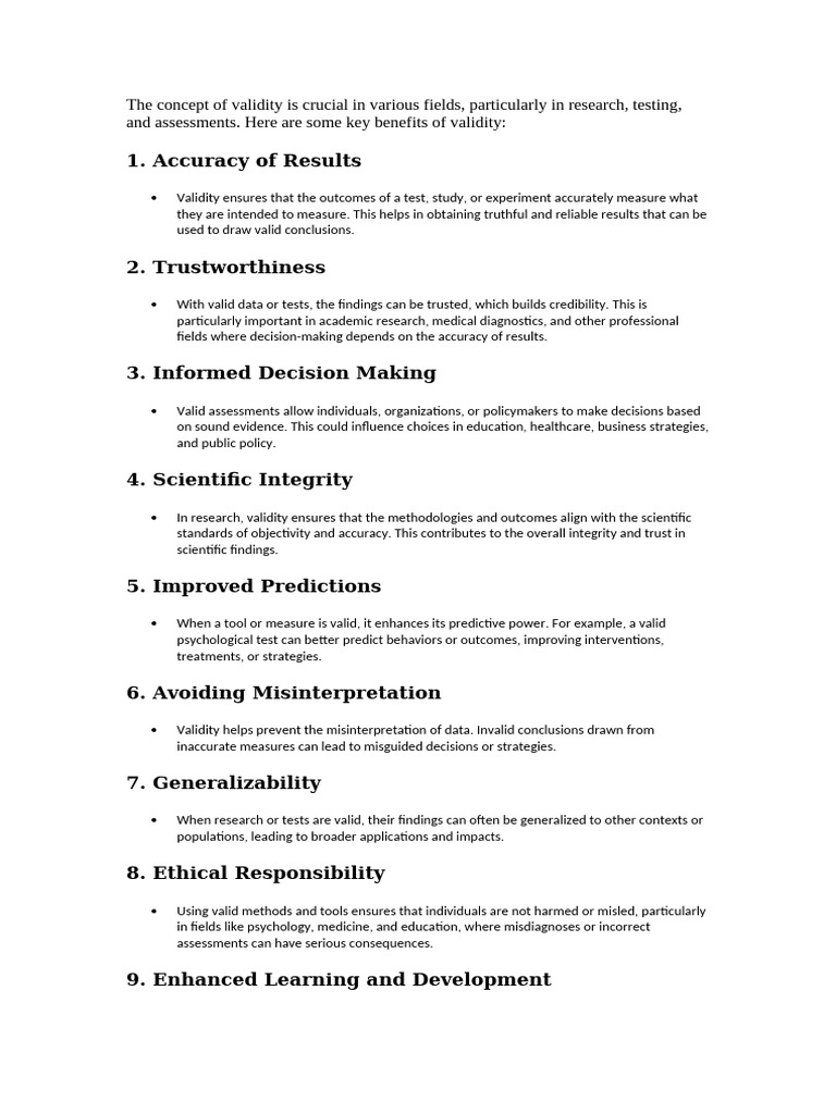 Importance of Validity in Research and Testing | PDF | Validity ...