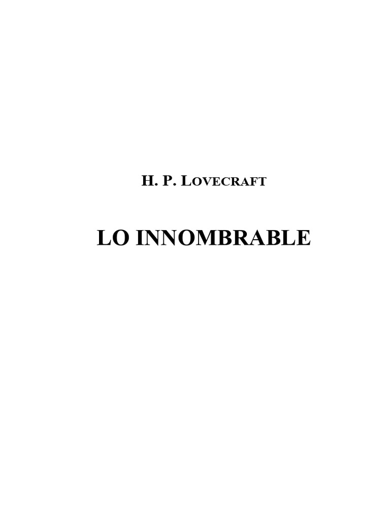 Lo Innombrable | PDF | HP Lovecraft