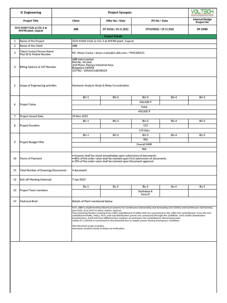 DP-23080-Project Synopsis | PDF | Electric Power Distribution ...