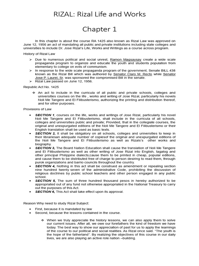 RIZAL Chapter 1 To 3 | PDF