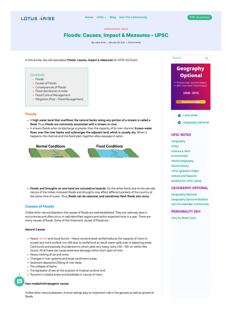 Lotusarise Com Floods Upsc | PDF | Flood | River