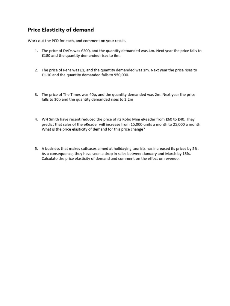 Price Elasticity of Demand | PDF