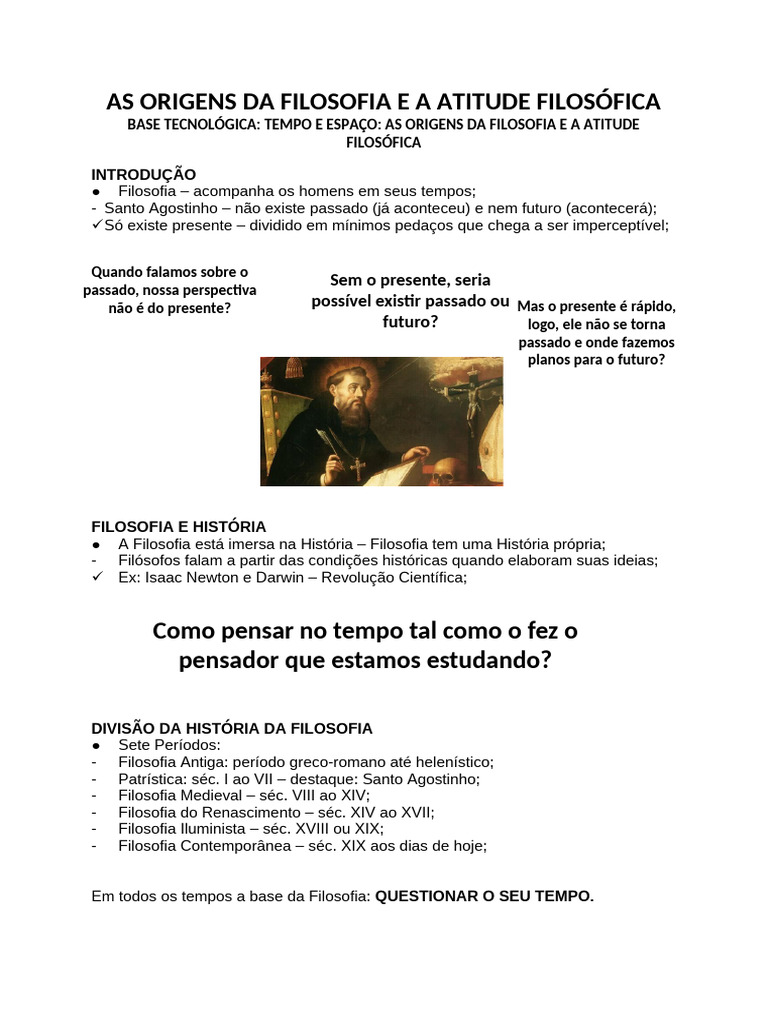 As Origens Da Filosofia e A Atitude Filosófica | PDF | Pensamento | Tempo