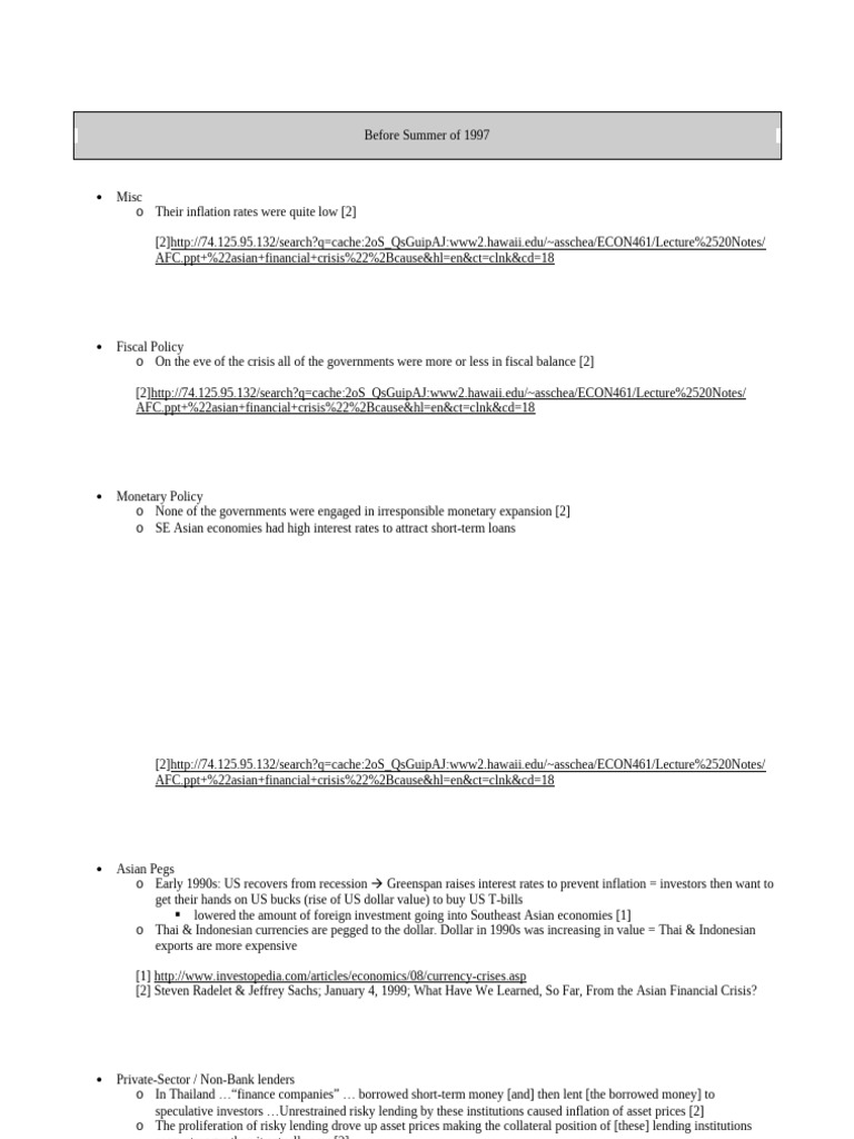 Causes of the 1997 Asian Financial Crisis | PDF | 1997 Asian Financial ...