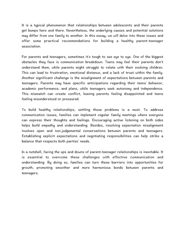 Strengthening Parent-Teen Relationships | PDF