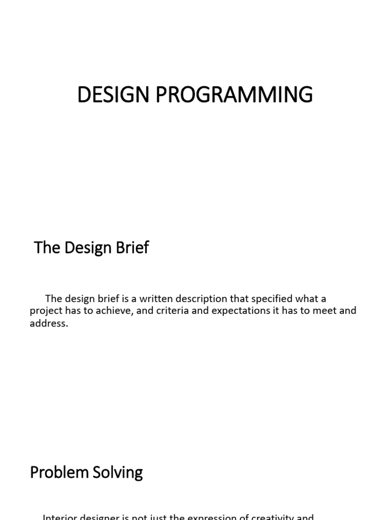 Design Programming for Interior Projects | PDF | Goal | Sustainability