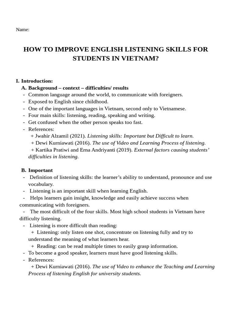 Enhance English Listening Skills in Vietnam | PDF | English Language ...