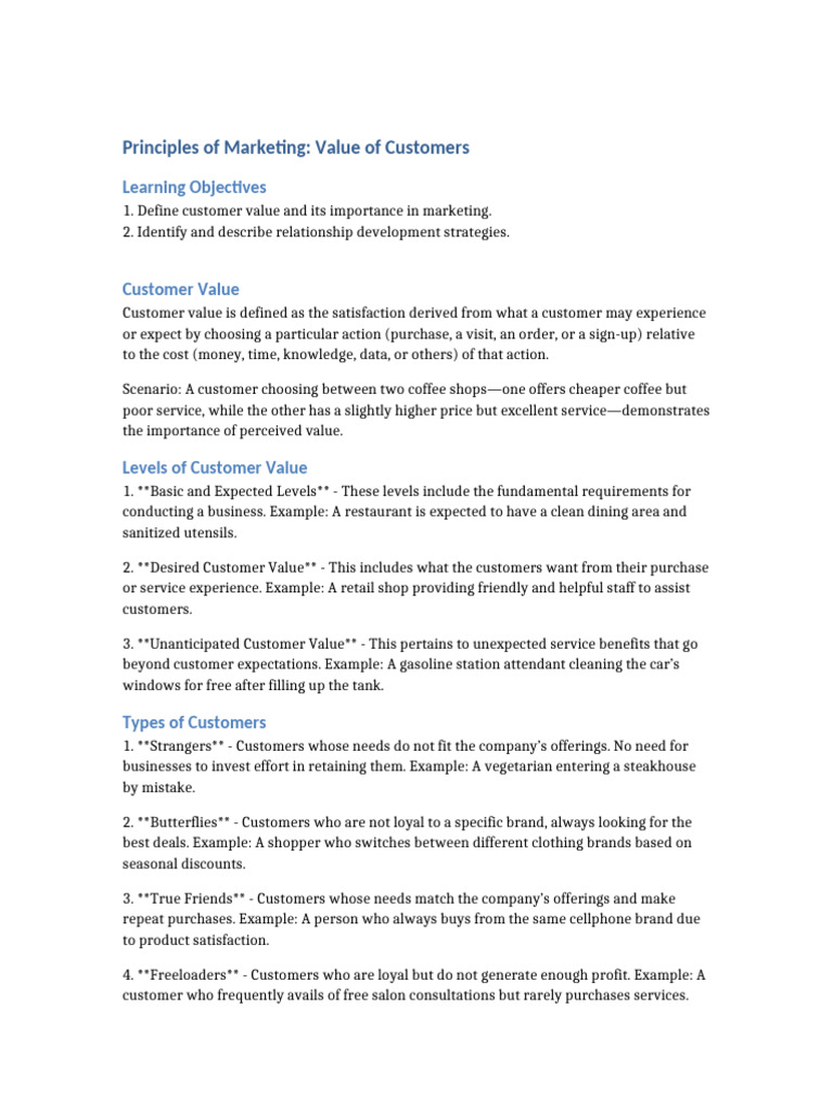 Principles of Marketing Notes | PDF | Marketing | Customer