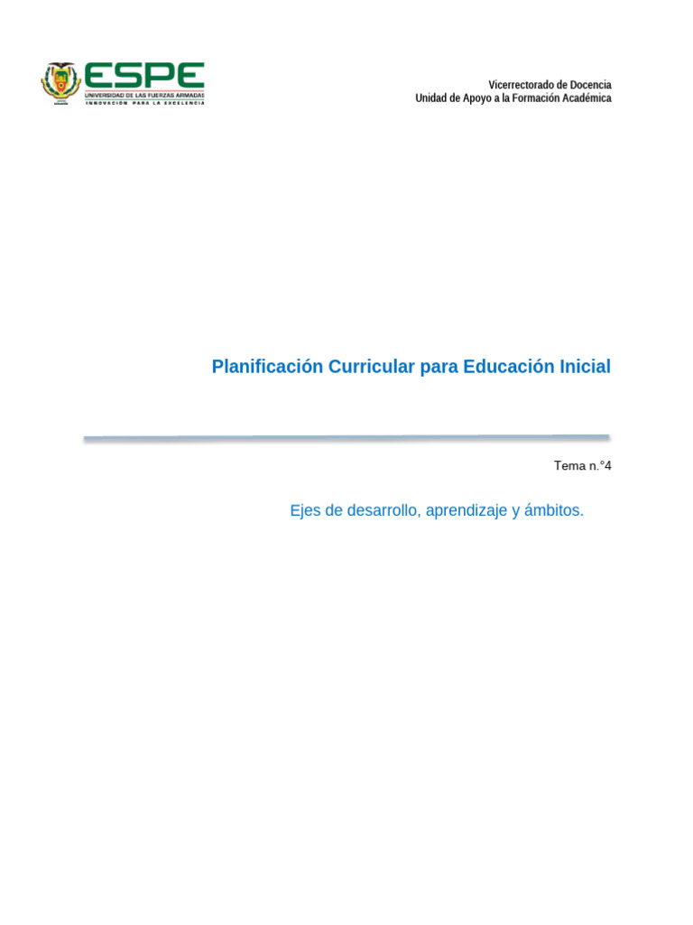 Ejes de Desarrollo en Educación Inicial | PDF | Educación de la primera ...
