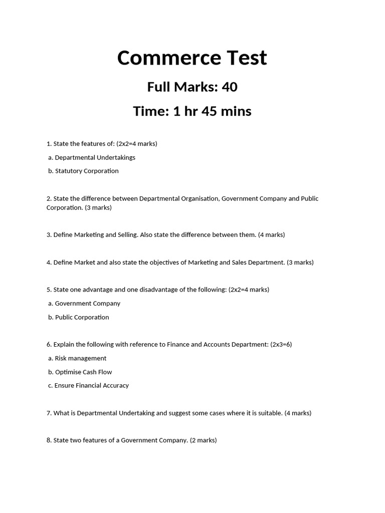 Commerce Test Overview and Guidelines | PDF