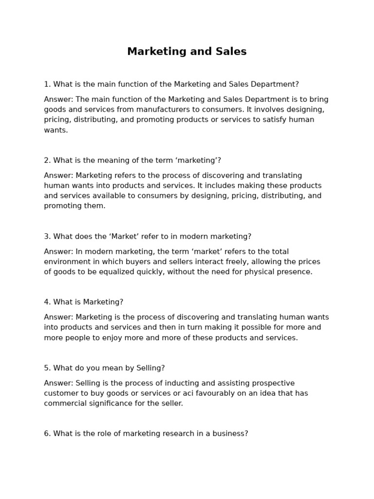 Marketing and Sales | PDF | Marketing | Sales