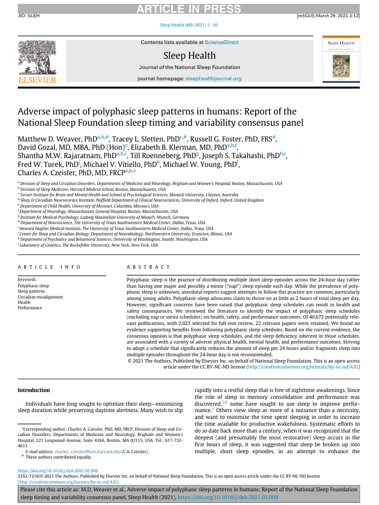 Risks of Polyphasic Sleep Patterns | PDF | Sleep | Rapid Eye Movement Sleep