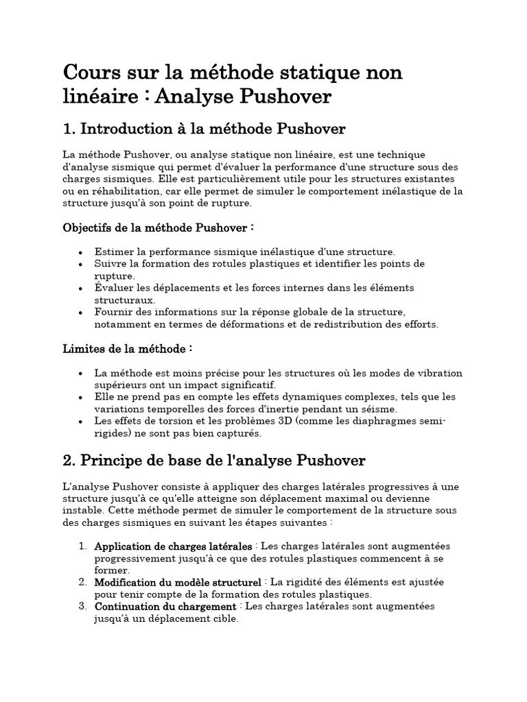 Analyse Pushover Méthode Sismique PDF Masse Physique — free download