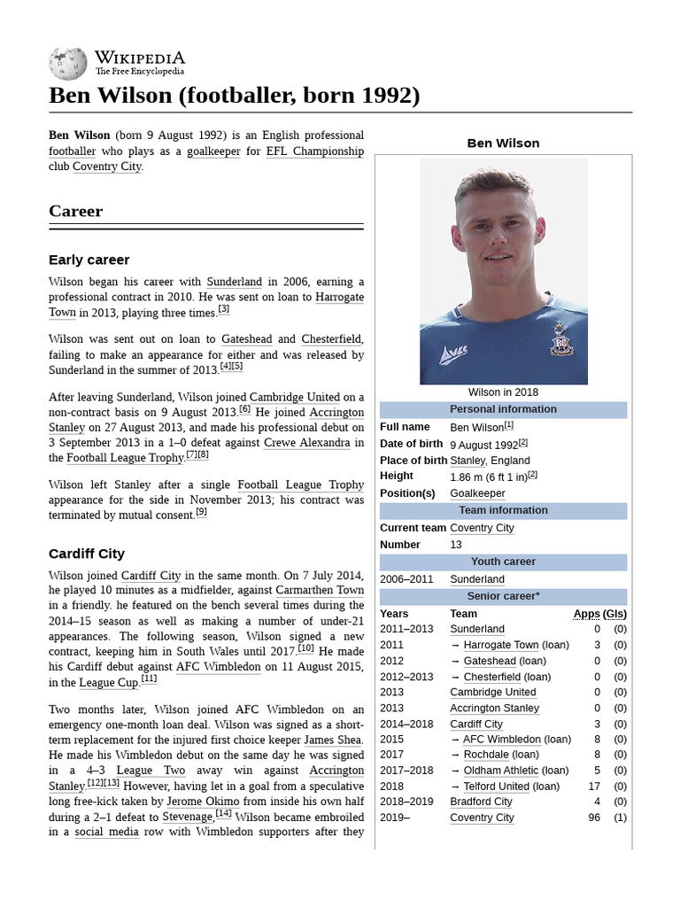 Ben Wilson (Footballer, Born 1992) | PDF | English Football League ...