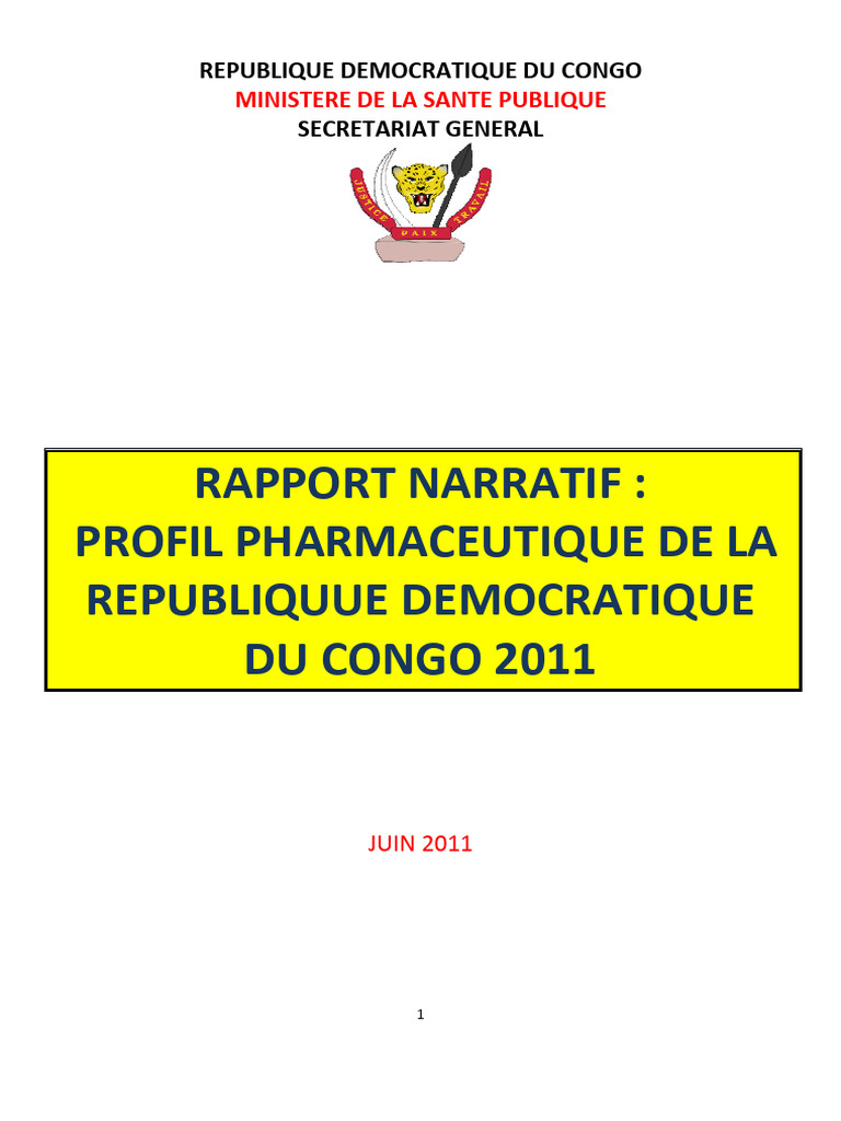 Profil pharmaceutique RDC 2011 | PDF | Industrie pharmaceutique ...