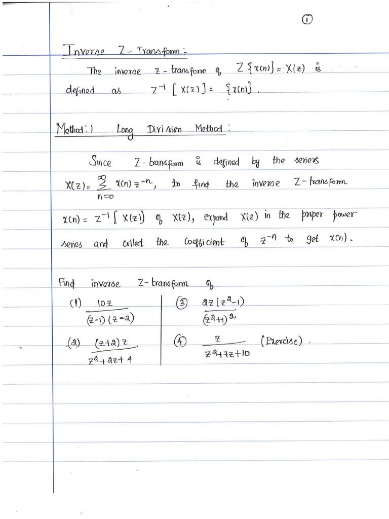 Inverse Z-transform-Long Division Method - Partial Fraction Method ...
