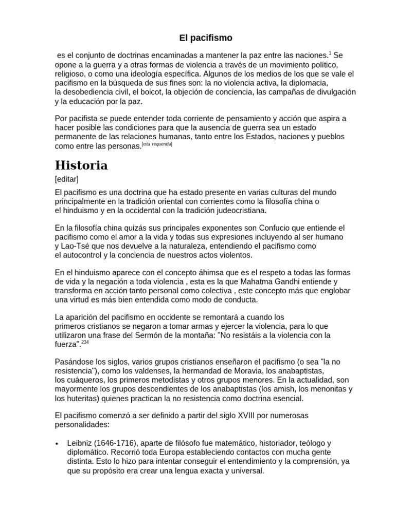 El Pacifismo | PDF | Pacifismo