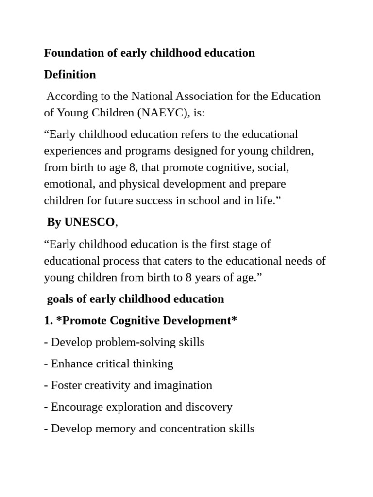 Foundation of Early Childhood Education | PDF | Early Childhood ...
