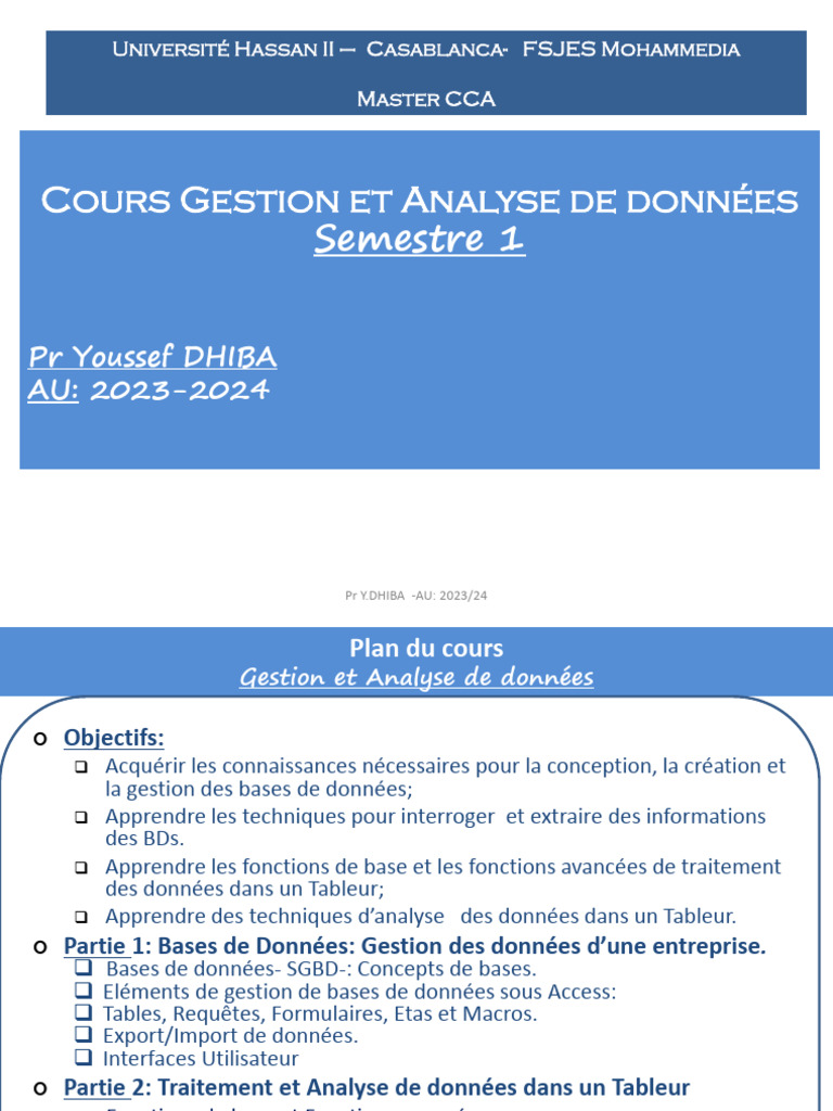 Cours Gestion et Analyse de Données | PDF | Bases de données ...