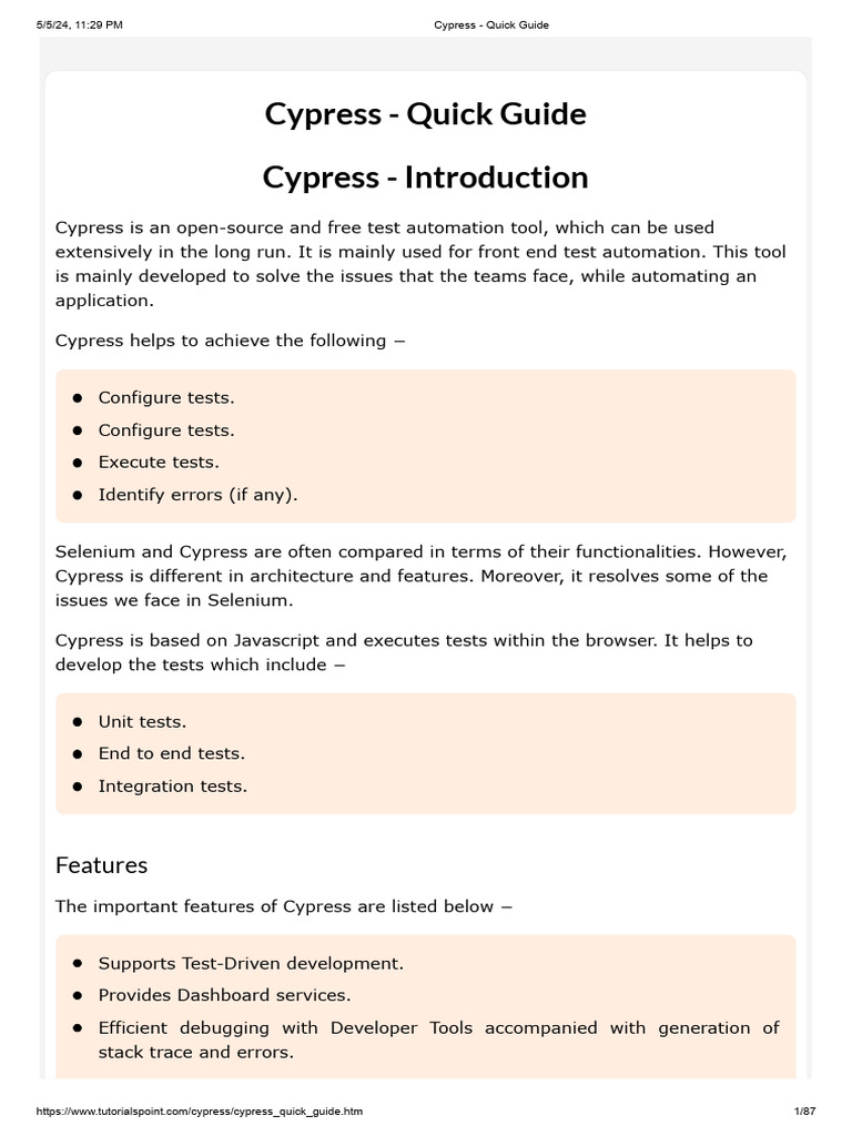 Cypress Test Automation Guide | PDF | Selenium (Software) | J Query