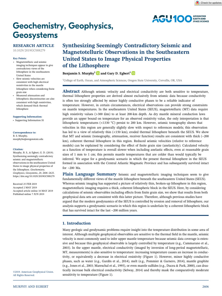 Geochem Geophys Geosyst - 2019 - Murphy - Synthesizing Seemingly ...