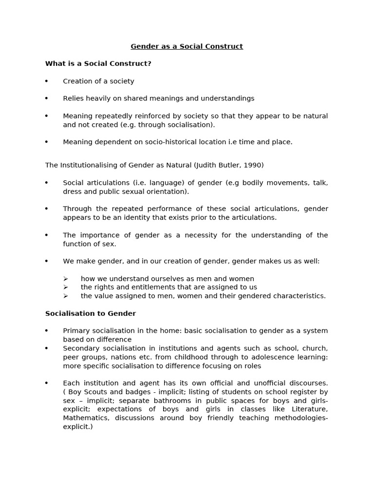 Gender As A Social Construct | PDF | Gender | Gender Studies