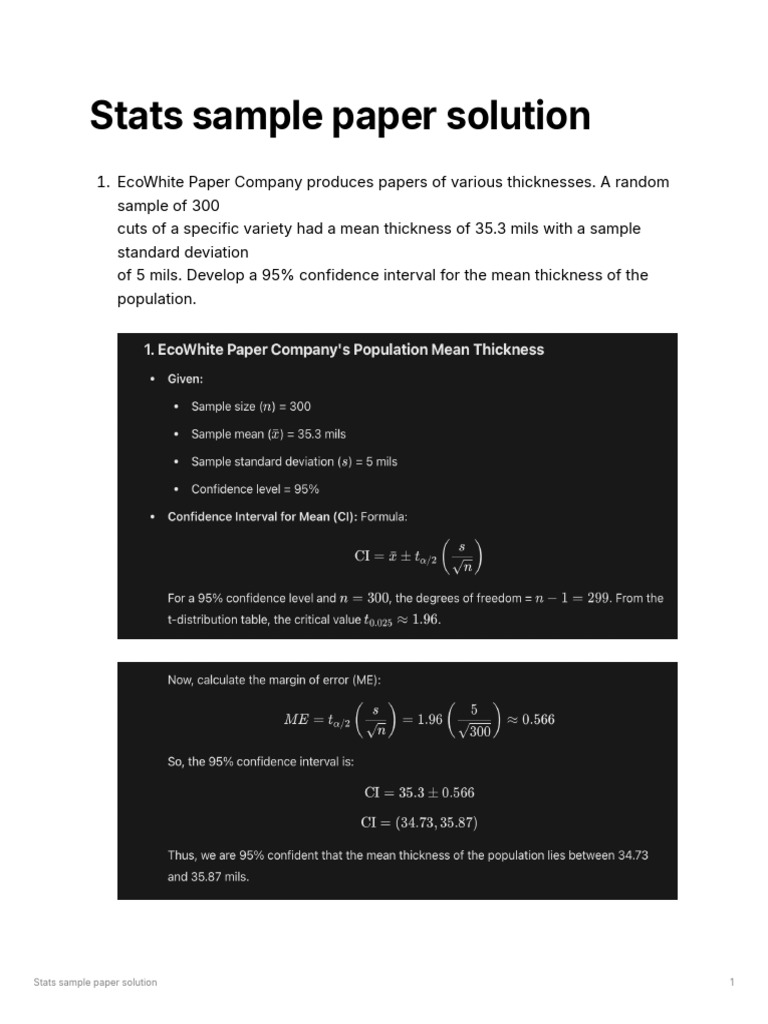 Statistical Analysis and Confidence Intervals | PDF | Statistics ...
