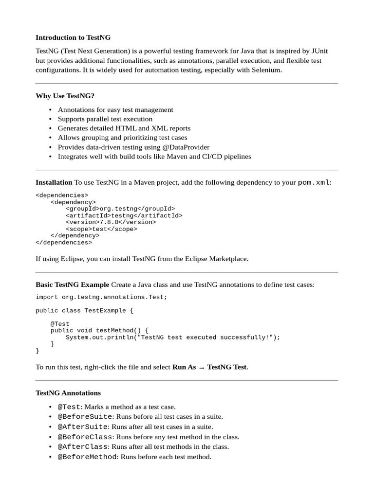 Introduction to testng pdf unit testing software testing