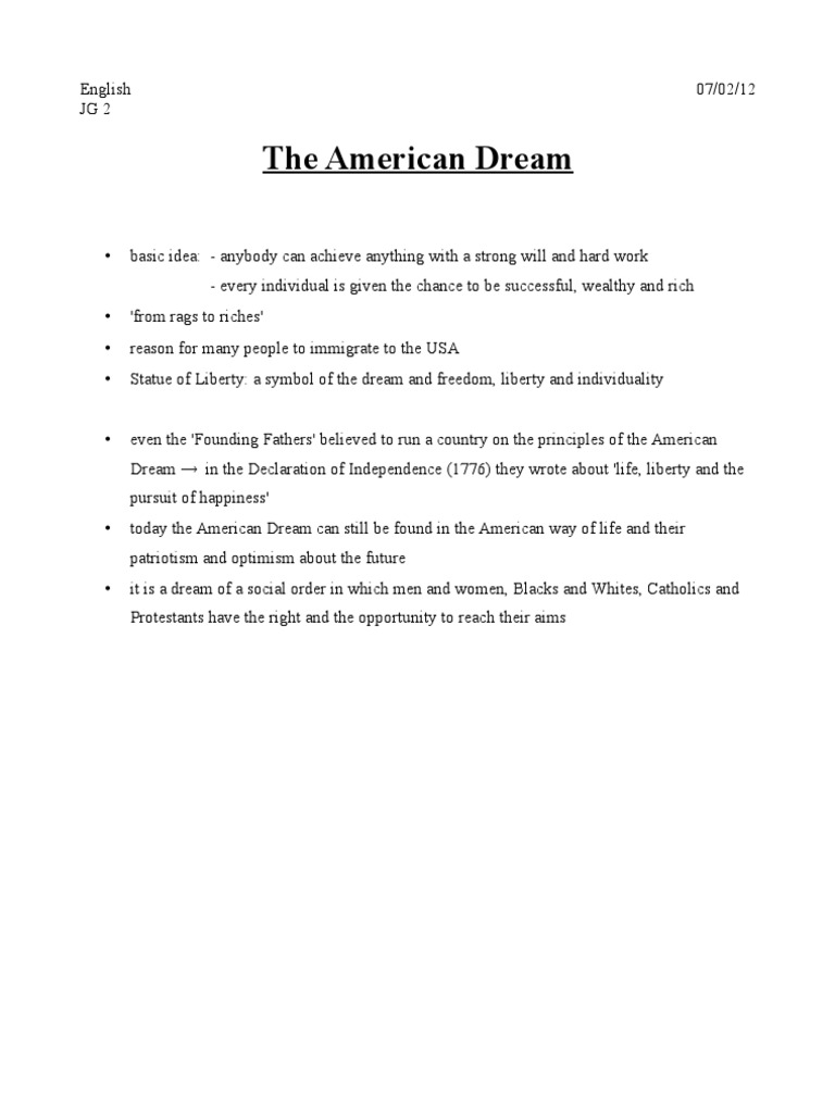 The Essence of the American Dream | PDF