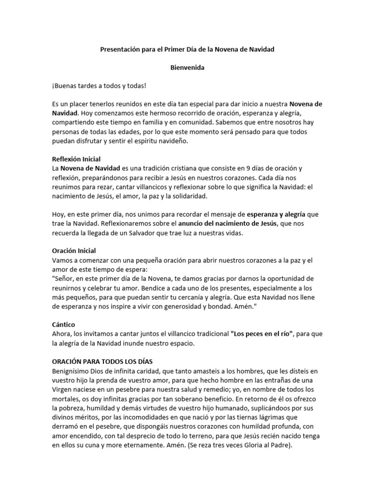 Primer Día de la Novena de Navidad | PDF | Navidad | Oración