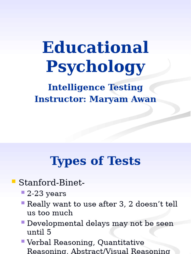 Intelligence Testing in Educational Psychology | PDF | Wechsler Adult ...