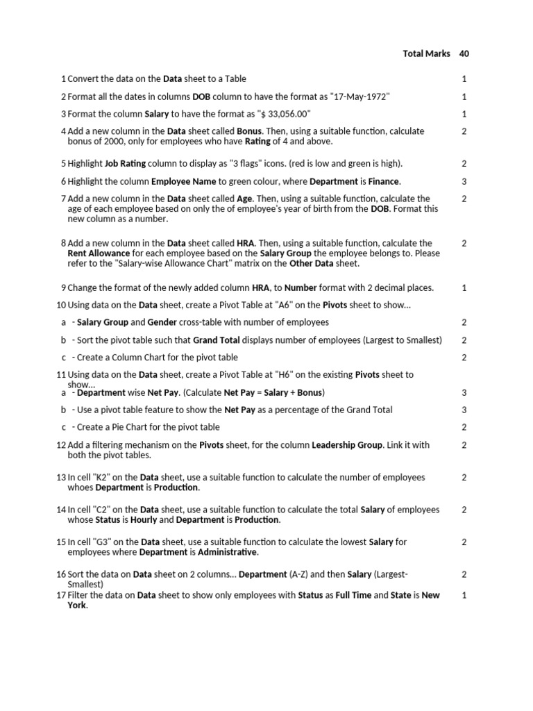 Employee Data Analysis and Pivot Tables | PDF