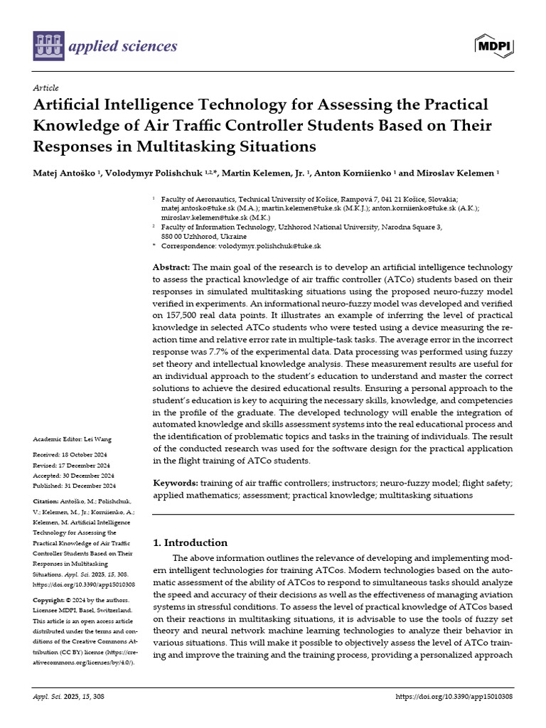 AI Assessment for Air Traffic Controller Training | PDF | Intelligence ...