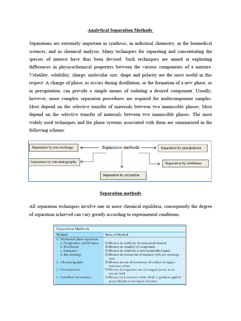 Techniques for Chemical Separations | PDF | Distillation | Filtration