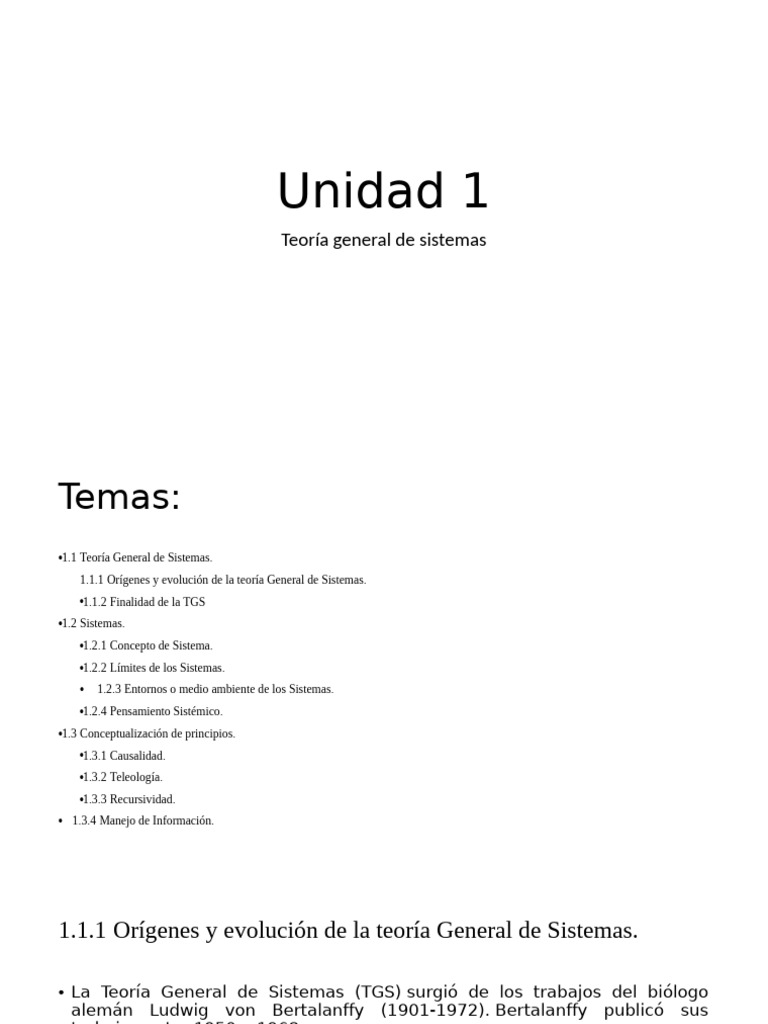 Unidad 1 | PDF | Sistema | Teoría de sistemas