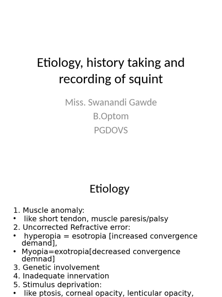 Understanding Squint: Causes and Assessment | PDF | Diseases And ...