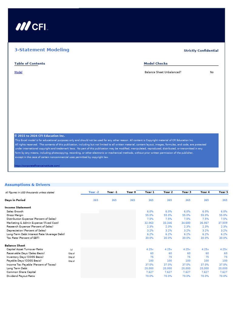 Example of Horizontal Financial Model | PDF | Equity (Finance) | Dividend